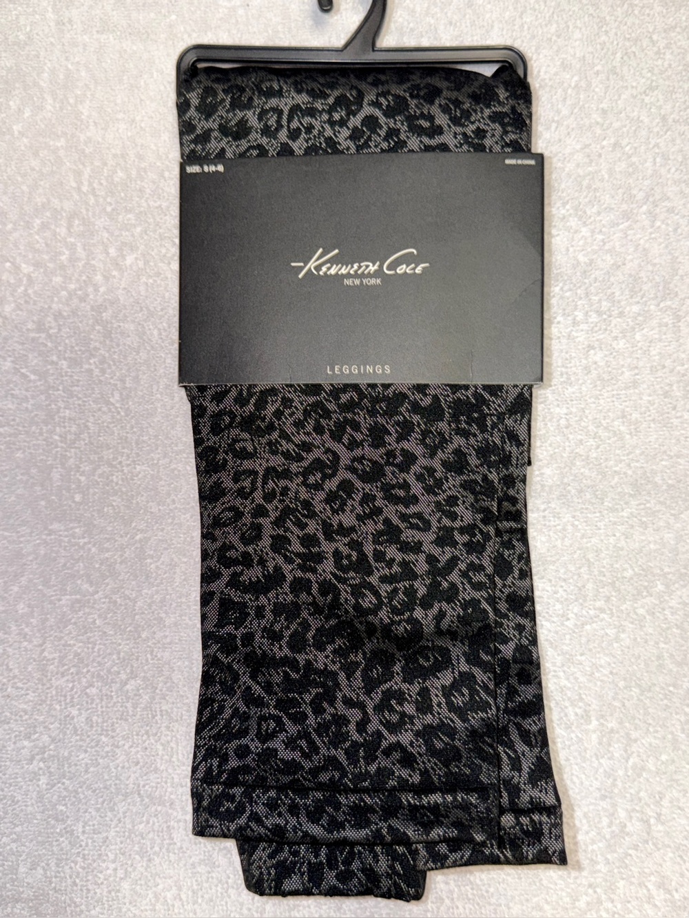 Kenneth Cole Black and Gray Leopard Print Leggings (new)